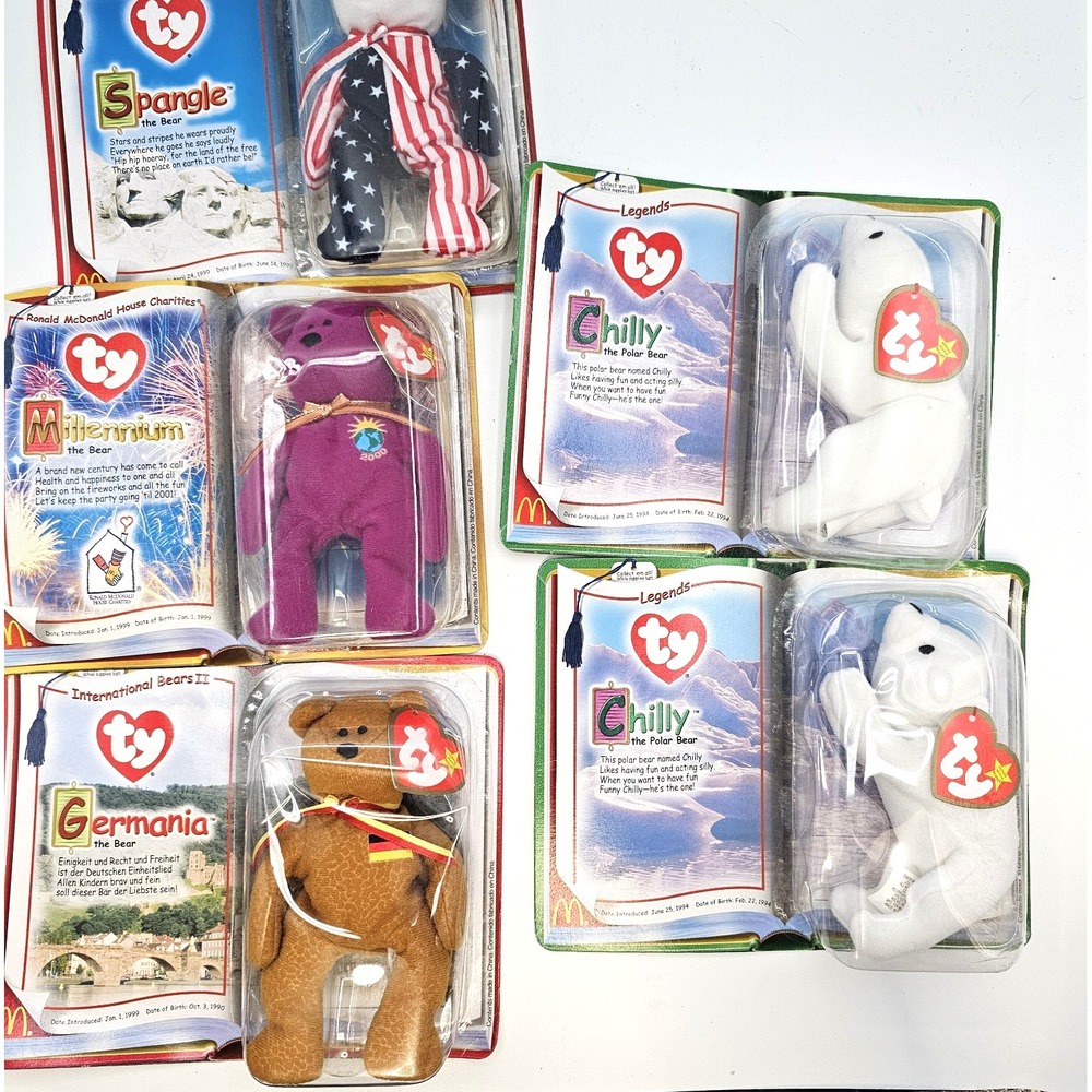 Lot of 5 Sealed McDonald's TY Teenie Beanie Babies 2000 Millennium Chilly Bears